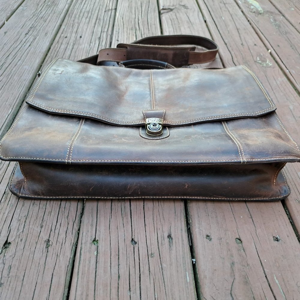 Buckle and Seam Leather Carry Bag Vintage LapTop - Picture 6 of 11